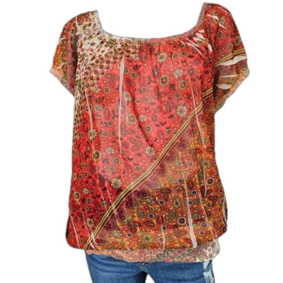 FANG Floral Print Short Sleeve Blouson Size XL - Picture 3 of 14